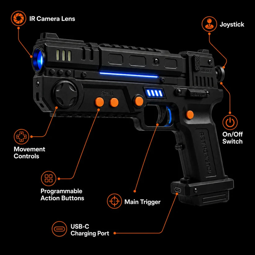 RetroZone Gaming System | 2-Player Retro Light Gun Pistol Combo